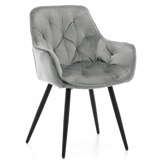 Krzesło Tapicerowane Welurowe Aksamit Siena Jasnoszara Do Salonu Jadalni Home-Design24