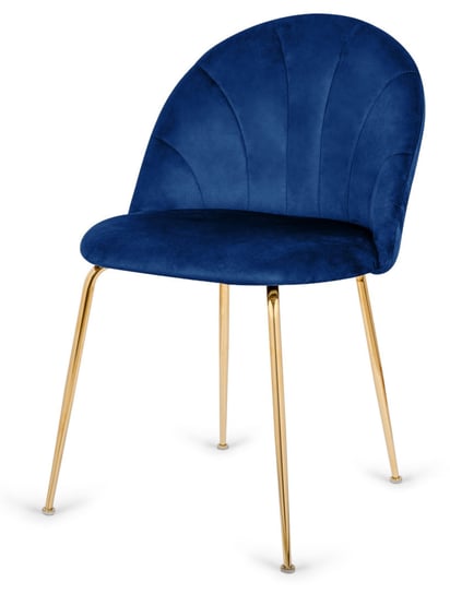 Krzesło tapicerowane welurowe CAMILA BLUE VELVET GOLD Lugano