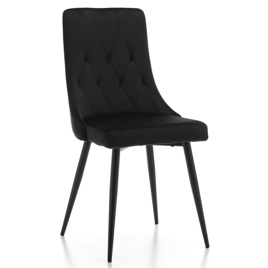 Krzesło Tapicerowane Welurowe Caren Aksamit Czarne Home-Design24