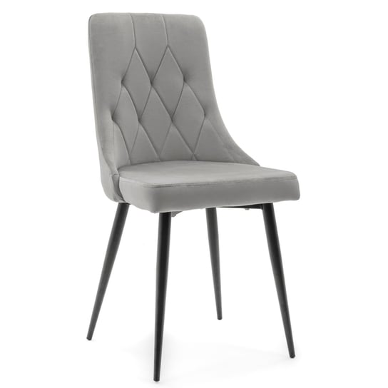Krzesło Tapicerowane Welurowe Caren Aksamit Jasno Szare Home-Design24
