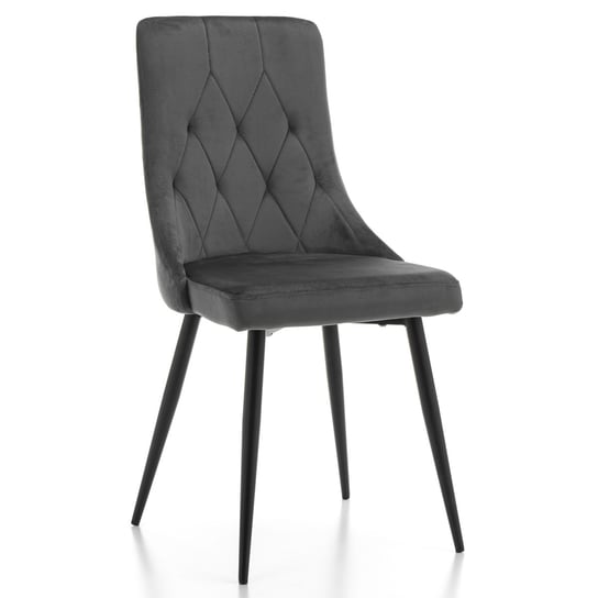 Krzesło Tapicerowane Welurowe Caren Aksamit Szary Home-Design24