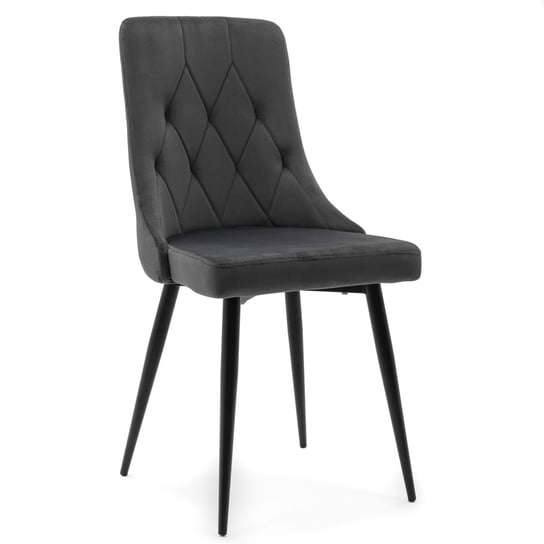 Krzesło Tapicerowane Welurowe Caren Aksamit Szary Home-Design24