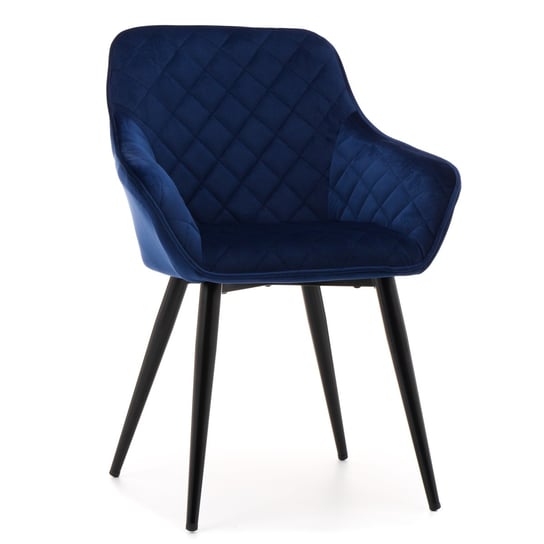 Krzesło Tapicerowane Welurowe Colin Granatowy Home-Design24