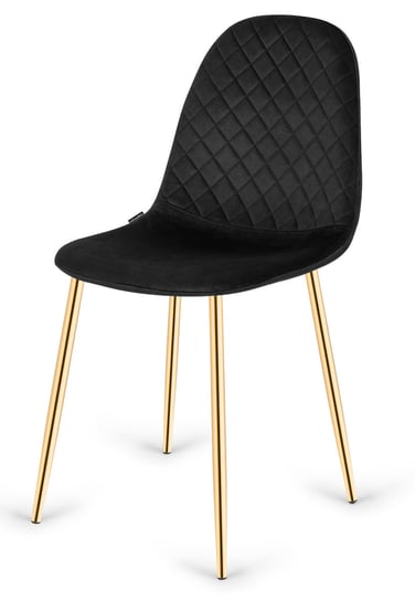 Krzesło tapicerowane welurowe czarne CARO VELVET BLACK GOLD Lugano