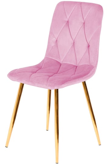 Krzesło tapicerowane welurowe różowe Lugano Borgo złote nogi Lugano