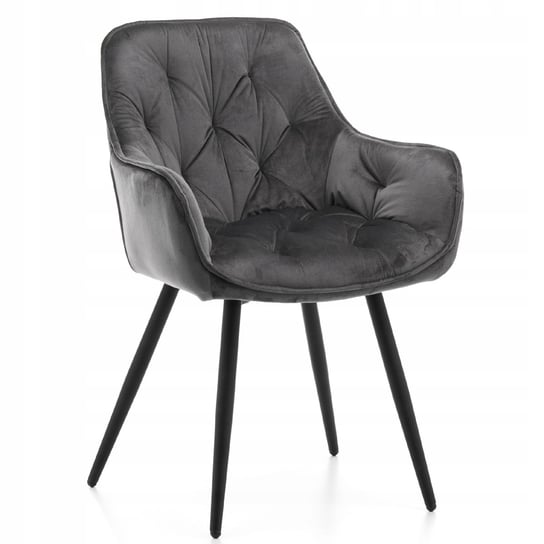 Krzesło Tapicerowane Welurowe Siena Szara Home-Design24