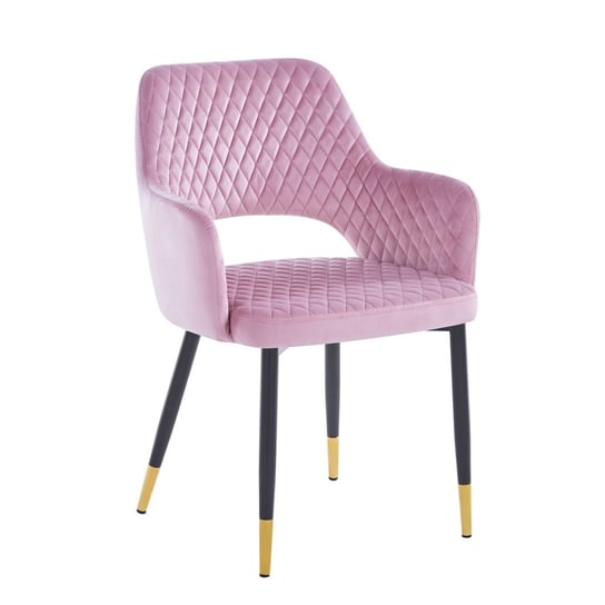 Krzesło tapicerowane ze złotymi nogami K3-ZA velvet różowe Inna marka