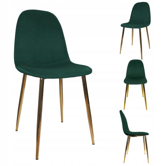 Krzesło tapicerowane złote metalowe nogi salon biuro Avellino Zielone Nuforma