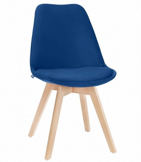 Krzesło TJUE - niebieski aksamit - nogi naturalne x 4 MUFART