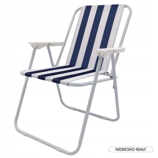 Krzesło turystyczne plażowe ogrodowe składane ATENA NIEBIESKO-BIAŁE Kontrast