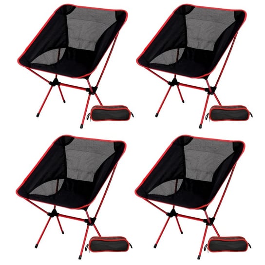 Krzesło Turystyczne Składane Wędkarskie Kempingowe Czerwone 4 Sztuki Inna marka
