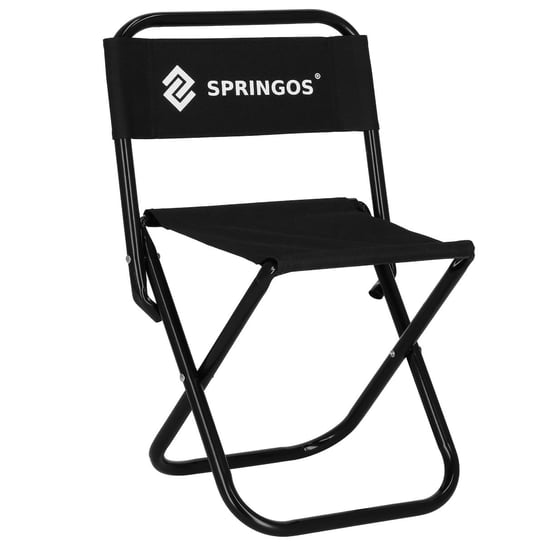 Krzesło turystyczne z oparciem, składane wędkarskie na biwak czarne Springos