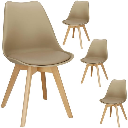 Krzesło Verde 4 Szt. Do Jadalni, Kuchni Krzesła Skandynawskie Beżowe Springos
