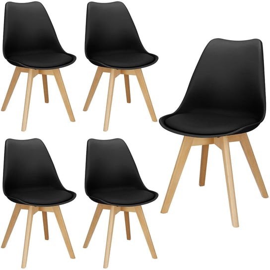 Krzesło Verde 4 Szt. Do Jadalni, Kuchni Krzesła Skandynawskie Czarne Springos