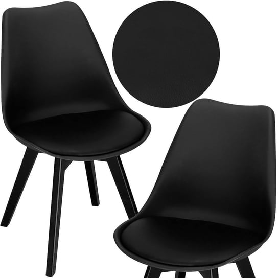 Krzesło Verde do jadalni, kuchni krzesło skandynawskie z poduszką tapicerowaną czarne Springos
