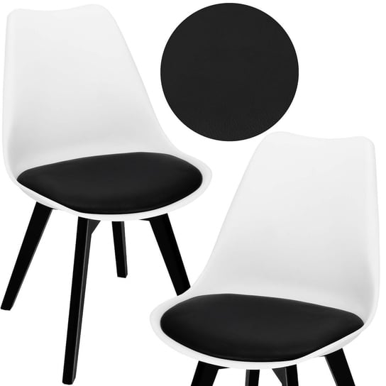 Krzesło Verde do jadalni, kuchni krzesło skandynawskie z poduszką tapicerowaną czarno-białe Springos