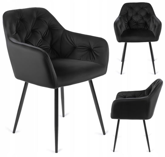 Krzesło VIKI Czarne Welurowe Velvet do Salonu Loft Meble Makarowski