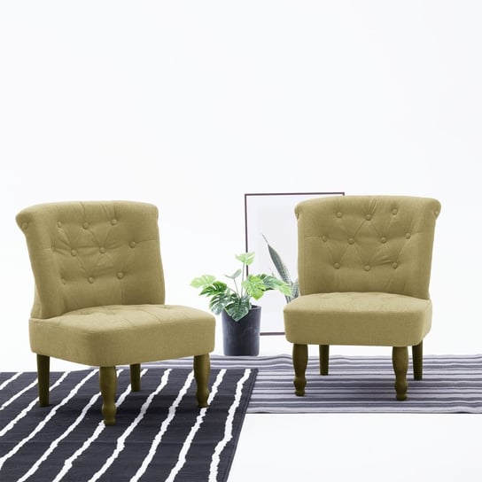 Krzesło w stylu francuskim VidaXL, zielone, materiałowe vidaXL