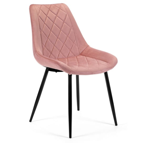 Krzesło welurowe tapicerowane pikowane SJ.0488 do salonu - Różowe FABRYKA MEBLI AKORD