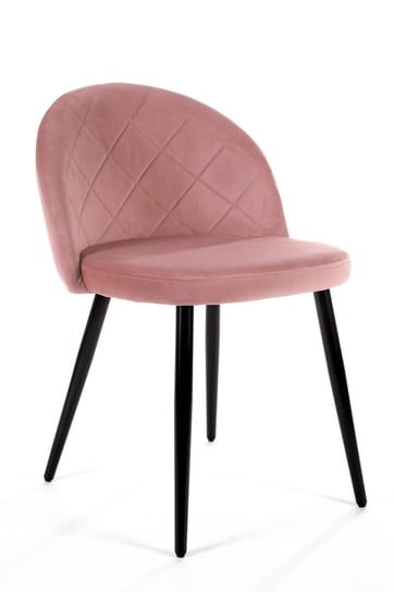 Krzesło welurowe tapicerowane pikowane SJ.077 do salonu - Różowe FABRYKA MEBLI AKORD