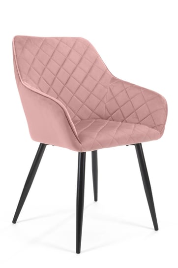 Krzesło welurowe tapicerowane pikowane SJ.082 do salonu 2 sztuki - Różowe FABRYKA MEBLI AKORD