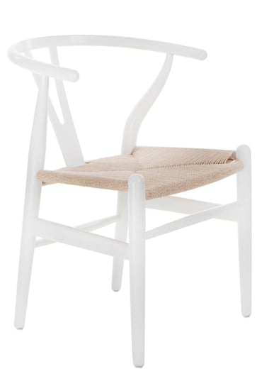 Krzesło Wicker Color Naturalne/Białe Inspirowane Wishbone Drewniane D2.DESIGN