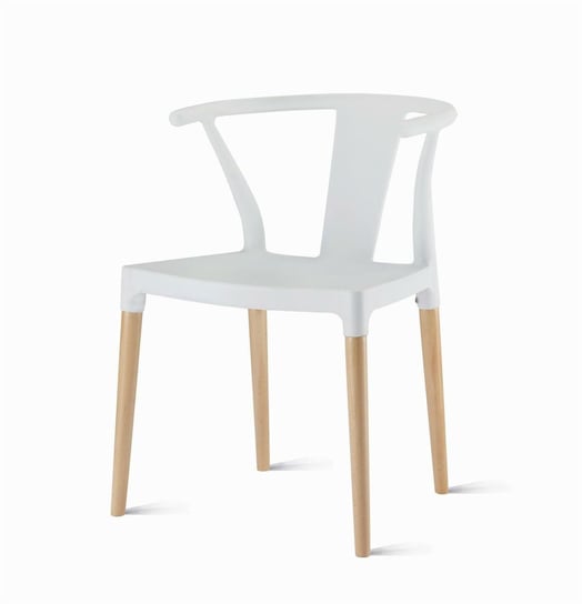 Krzesło WISHBONE białe - polipropylen, drewno King Home