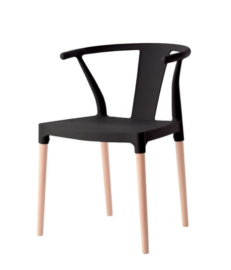 Krzesło WISHBONE czarne - polipropylen, drewno King Home