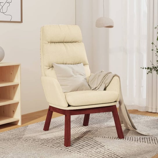 Krzesło wypoczynkowe, kremowe, obite tkaniną vidaXL