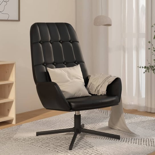 Krzesło wypoczynkowe, lśniąca czerń, sztuczna skóra vidaXL