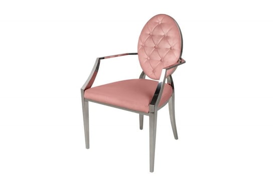 Krzesło Z Podłokietnikami Modern Barock Glamour Pudrowy Róż Aksamit 92Cm Invicta Interior
