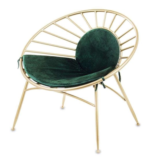 Krzesło złote metalowe zielone siedzisko Art-Pol