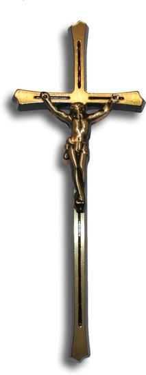 Krzyż maltański 25cm z pasyjką 8cm - odlew mosiężny front żółty boki czarne ARTVIC