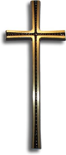 Krzyż ozdobny z rowkiem 25cm - odlew mosiężny front żółty boki czarne ARTVIC