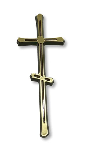 Krzyż prawosławny maltański 20cm - odlew mosiężny front żółty boki czarne ARTVIC