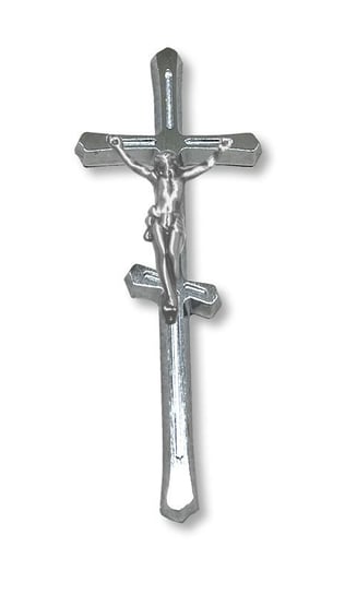 Krzyż prawosławny maltański 25cm z pasyjką 8cm - chromowany odlew mosiężny ARTVIC