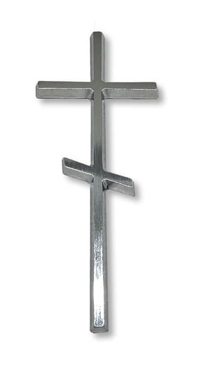 Krzyż prawosławny prosty 10cm - chromowany odlew mosiężny ARTVIC
