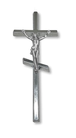 Krzyż prawosławny prosty 25cm z pasyjką 8cm - chromowany odlew mosiężny ARTVIC