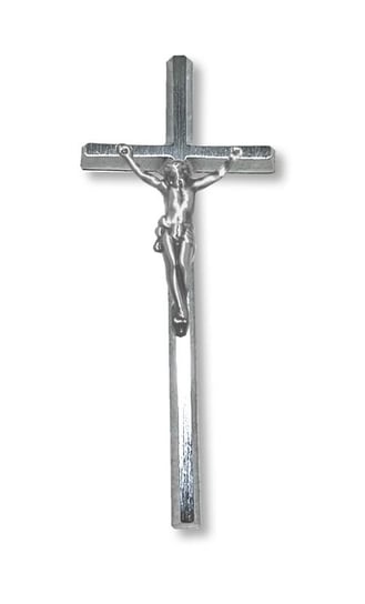 Krzyż prosty 30cm z pasyjką 10cm - chromowany odlew mosiężny ARTVIC
