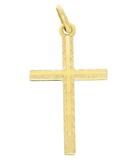 Krzyżyk złoty gładki grawerowany nr CB C-029 próba 585 Sezam