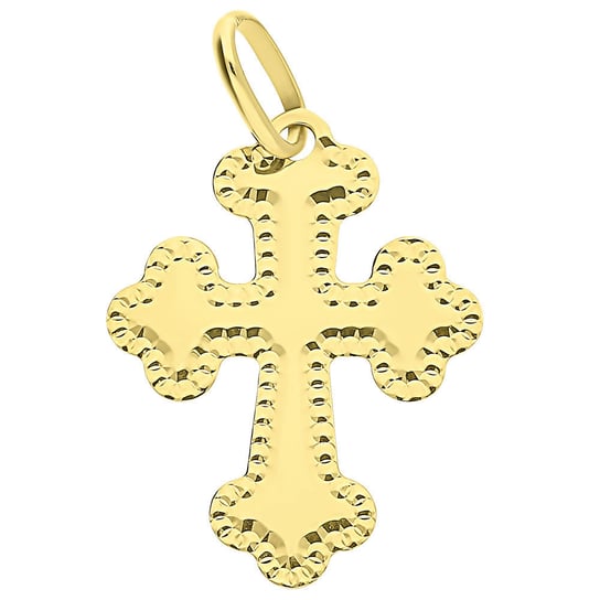 Krzyżyk złoty gładki ramiona falbanki CB C-784 próba 585 Sezam