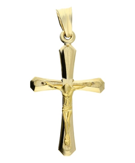 Krzyżyk złoty wizerunak ramiona obłe DJ119 próba 585 Sezam