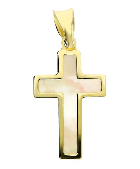 Krzyżyk złoty z masą perłową OS 129-LP11 próba 585 Sezam