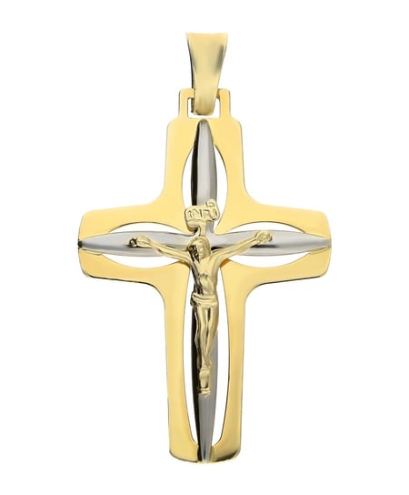 Krzyżyk złoty z wizerunkiem ram.obłe p. CB C-354 próba 585 Sezam