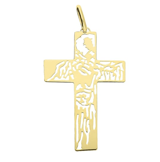 Krzyżyk złoty z wygrawerowanym w środku wizerunkiem KM674 próba 585 Sezam