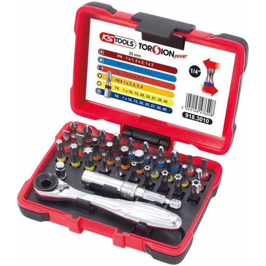 KS Tools TORSIONpower Klucz zapadkowy z bitami, 32-elementy, 918.3010 KS Tools