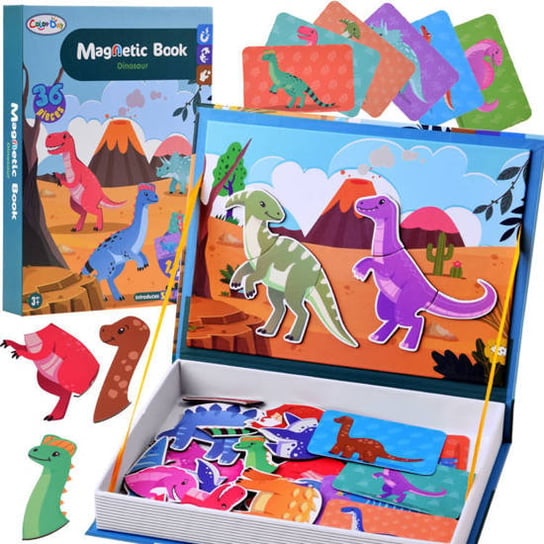Książka układanka magnetyczna DINOZAURY puzzle magnetyczne Dinozaur Inna marka