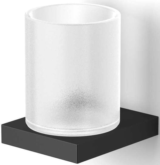 Kubeczek łazienkowy na szczoteczki uchwyt ze szklanką ścienny czarny STELLA Kobe Stella