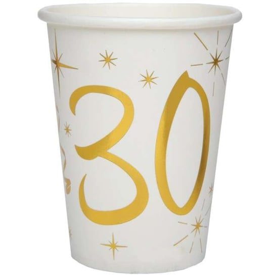 Kubeczki papierowe, 30 Urodziny - Gold, 250 ml, 10 sztuk SANTEX