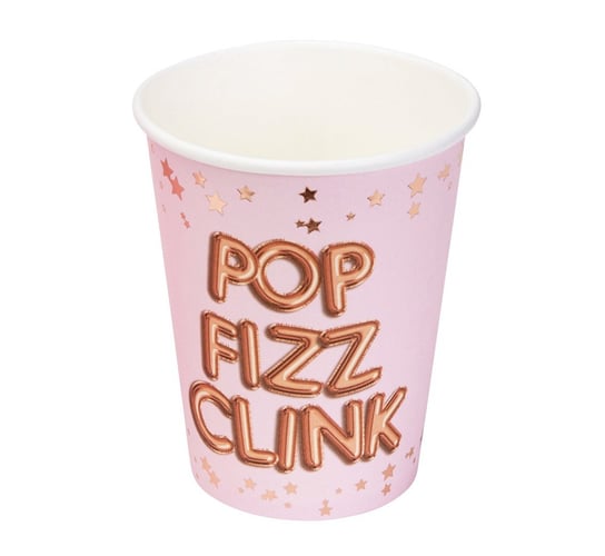 Kubeczki papierowe, Pop Fizz Clink - Glitz & Glamour, różowo-złote, 270 ml, 8 sztuk NEVITI